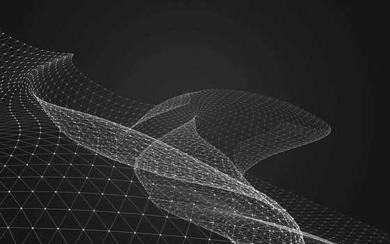 Abstract polygonal space low poly dark background with connecting dots and lines. Connection structure. 3d rendering