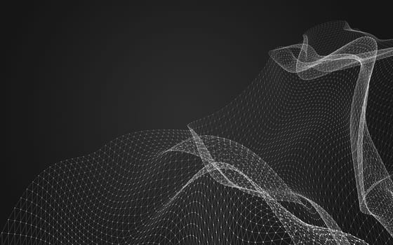 Abstract polygonal space low poly dark background with connecting dots and lines. Connection structure. 3d rendering