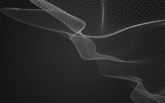 Abstract polygonal space low poly dark background with connecting dots and lines. Connection structure. 3d rendering