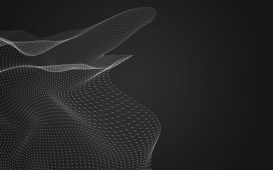 Abstract polygonal space low poly dark background with connecting dots and lines. Connection structure. 3d rendering