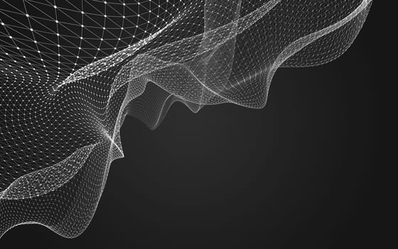 Abstract polygonal space low poly dark background with connecting dots and lines. Connection structure. 3d rendering