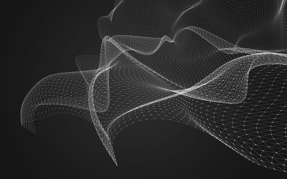 Abstract polygonal space low poly dark background with connecting dots and lines. Connection structure. 3d rendering