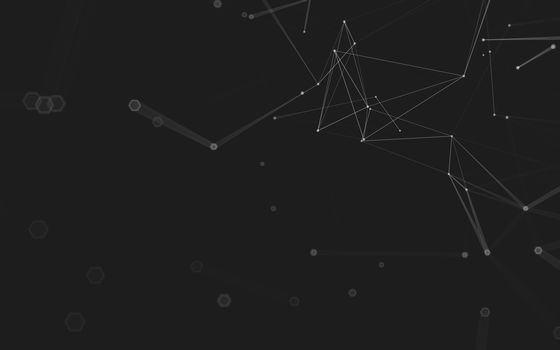 Abstract polygonal space low poly dark background with connecting dots and lines. Connection structure. 3d rendering