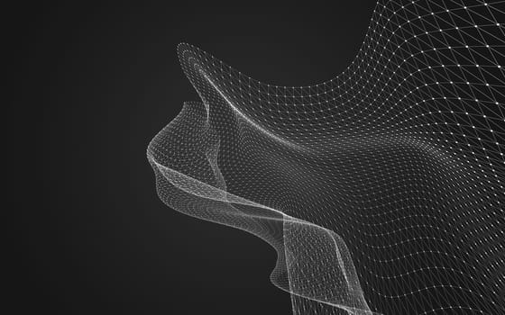 Abstract polygonal space low poly dark background with connecting dots and lines. Connection structure. 3d rendering