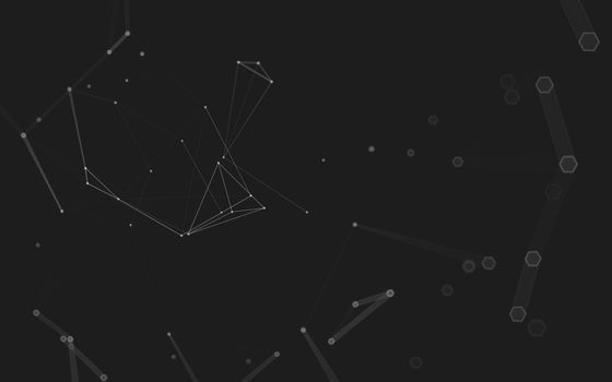 Abstract polygonal space low poly dark background with connecting dots and lines. Connection structure. 3d rendering