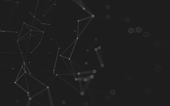 Abstract polygonal space low poly dark background with connecting dots and lines. Connection structure. 3d rendering