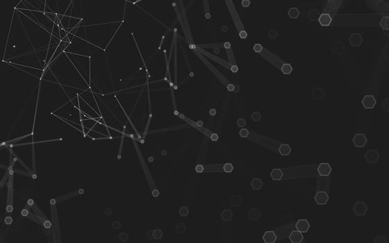 Abstract polygonal space low poly dark background with connecting dots and lines. Connection structure. 3d rendering