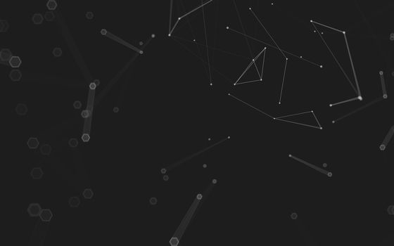 Abstract polygonal space low poly dark background with connecting dots and lines. Connection structure. 3d rendering