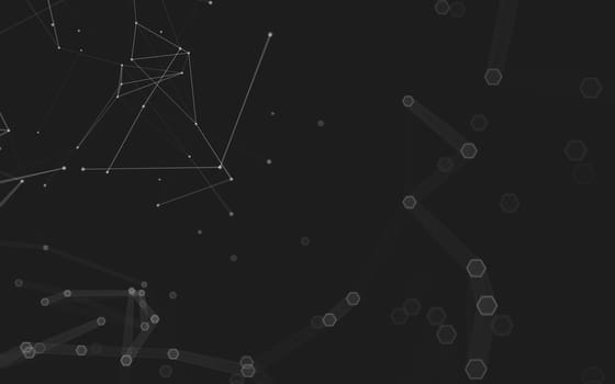 Abstract polygonal space low poly dark background with connecting dots and lines. Connection structure. 3d rendering