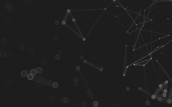 Abstract polygonal space low poly dark background with connecting dots and lines. Connection structure. 3d rendering