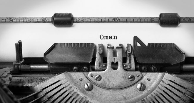 Inscription made by vintage typewriter, country, Oman