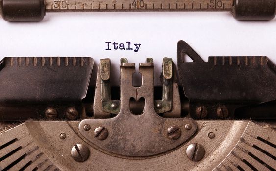 Inscription made by vinrage typewriter, country, Italy