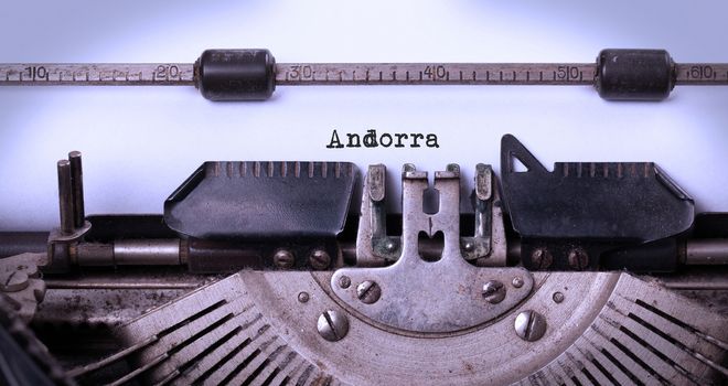 Inscription made by vinrage typewriter, country, Andorra