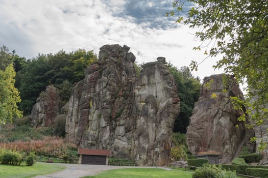 The Externsteine, striking sandstone rock formation in the Teutoburg Forest, Germany, North Rhine Westphalia