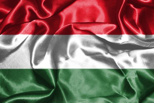Hungarian National Flag Waving in the Wind Grunge Looking 3D illustration