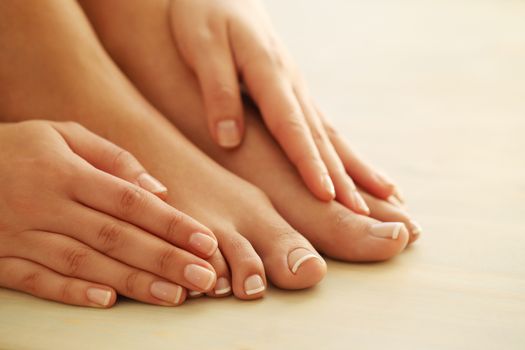 Skin care. Feet in close-up