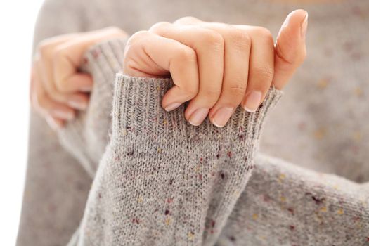 Skin care. Hands in close-up