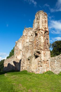 Old Castle ruins in Europe. Episcopal palace from fourteenth century in Bodzentyn, Poland