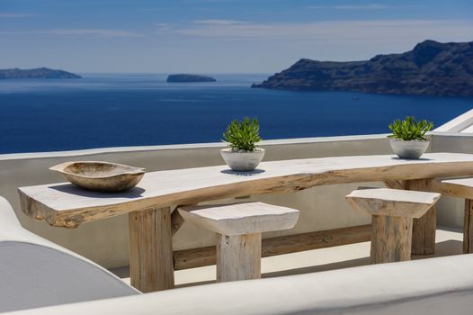 Luxury decks and patios of Oia, Santorini, Greece