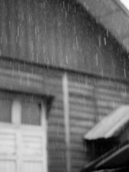 BLACK AND WHITE PHOTO OF BLURRY SHOT OF RAINDROPS