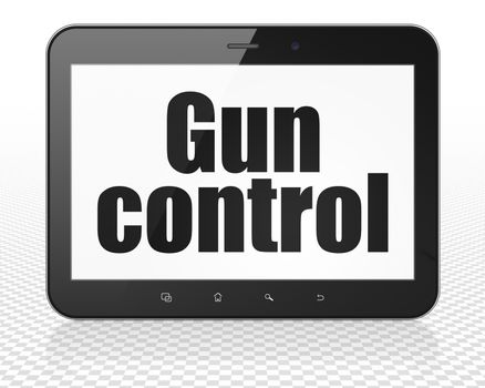 Security concept: Tablet Pc Computer with black text Gun Control on display, 3D rendering