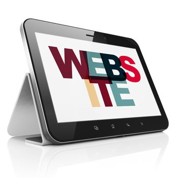 Web development concept: Tablet Computer with Painted multicolor text Website on display, 3D rendering