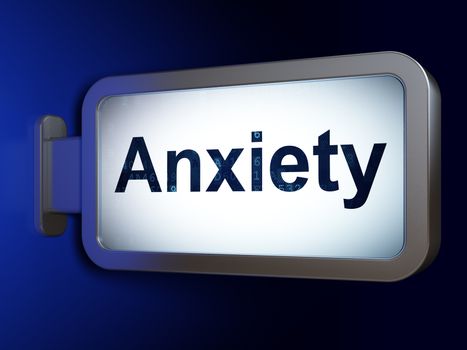 Healthcare concept: Anxiety on advertising billboard background, 3D rendering