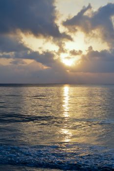 Ocean view at sunrise on Bamburi beach in Kenya