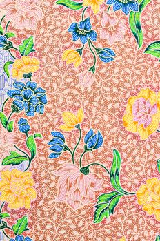 beautiful batik, detail of pattern fabric of cloth