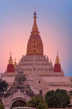 Ananda temple in Bagan, Myanmar at sunset