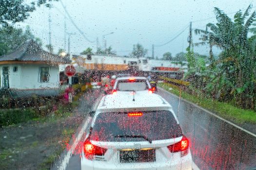 Driving in the monsoon in Java Indonesia