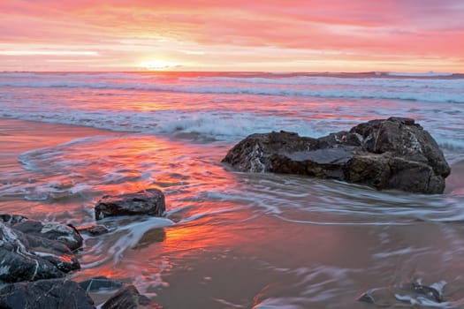 Incredible sunset at the atlantic ocean in Portugal