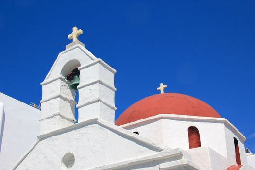 Detail of a church in Mykonos island, Greece