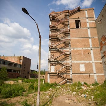 ruins of a very heavily polluted industrial factory, industrial series