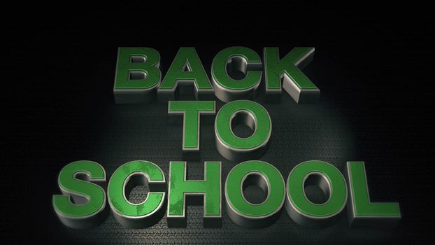 Metal 3D Text Back to school with reflection and light