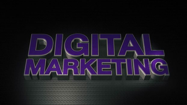 Metal 3D Text Digital marketing with reflection and light