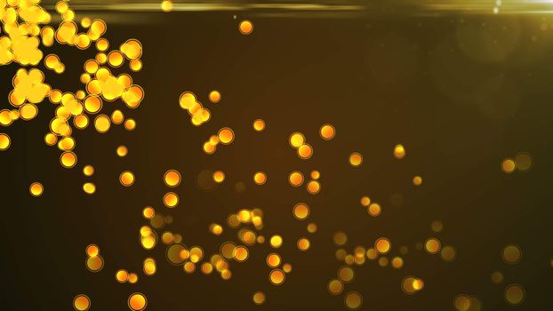 Gold particles are repulsed from the floor. 3D rendered