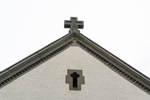 House gable, Mediterranean building with cross