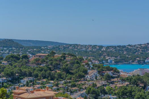 Panorama of the bay Paguera photographed from the mountain in Costa de la Calma.