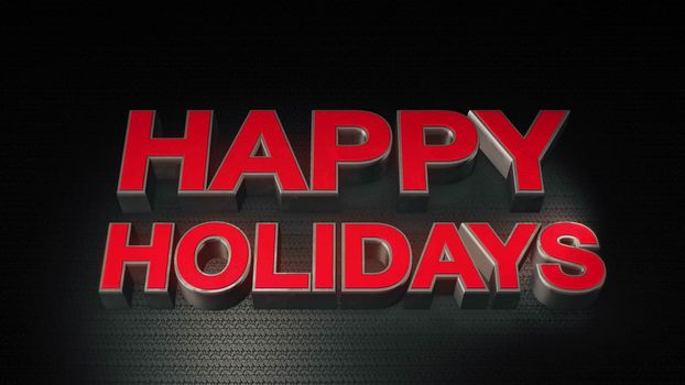 Metal 3D Text Happy holidays with reflection and light