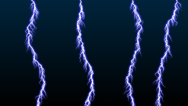 Computer graphic Different lightning bolts. 3D rendered