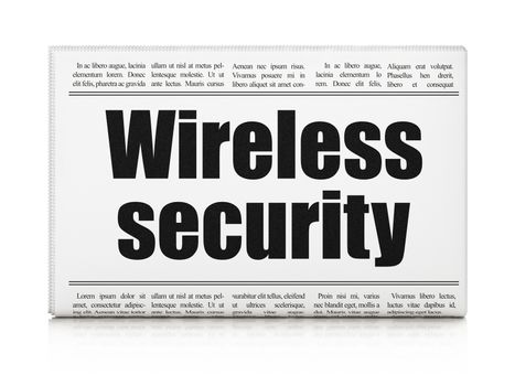 Protection concept: newspaper headline Wireless Security on White background, 3D rendering