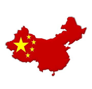 The silhouette of the state of China fills the national flag