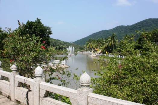 Buddhist temple in the religious center of Nanshan district on Hainan island in China