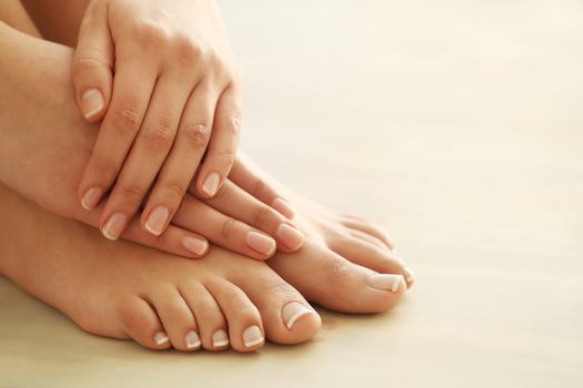 Skin care. Feet in close-up