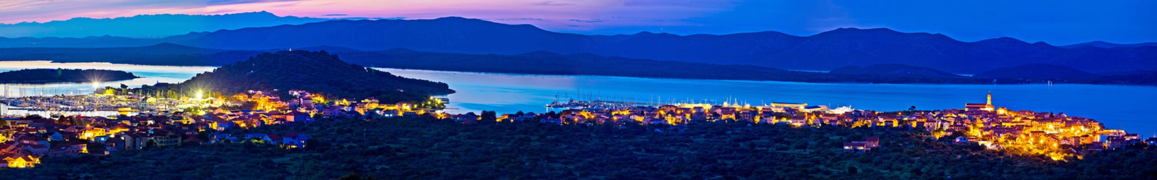 Betina and Murter island evening panorama, Dalmatia, Croatia