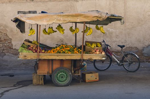 Mobile fresh fruit stand, Marrakesh morocco