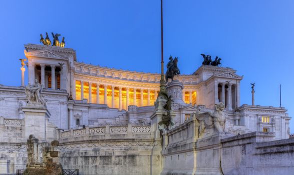 National Monument to Victor Emmanuel II, Altar of the Fatherland, Altare della Patria, by night in Rome, Italy