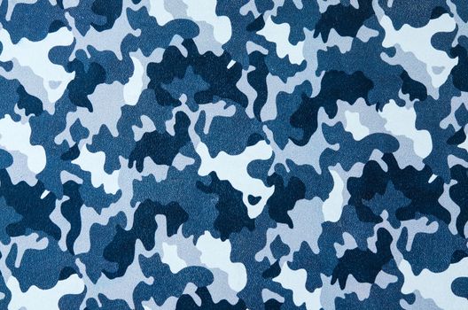 Blue camouflage pattern leather texture closeup. Useful as for background.