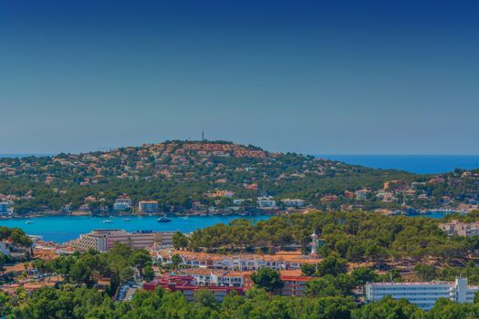 Panorama of the bay Paguera photographed from the mountain in Costa de la Calma.